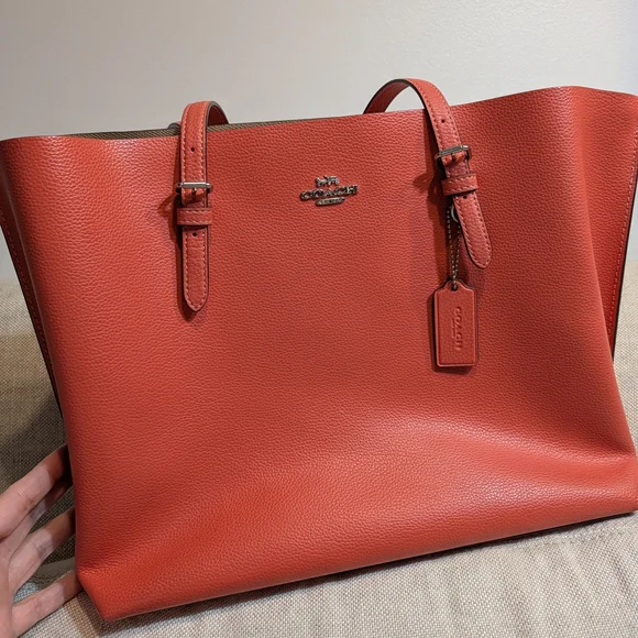 Coach Coral Pebble Leather Tote - Picture 5 of 8